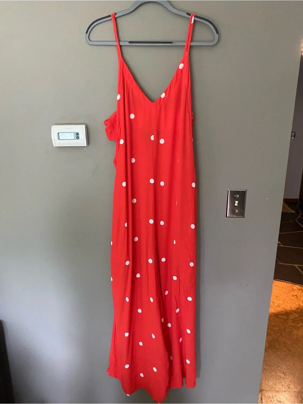 FREE PEOPLE Dream Big Red & White Polka Dot Tank Cropped Jumpsuit Size Small